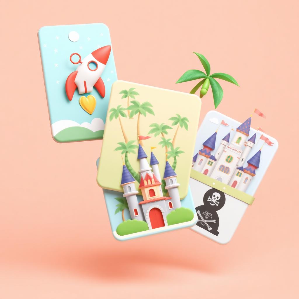 Storybook theme cards including space, jungle, princess and pirate